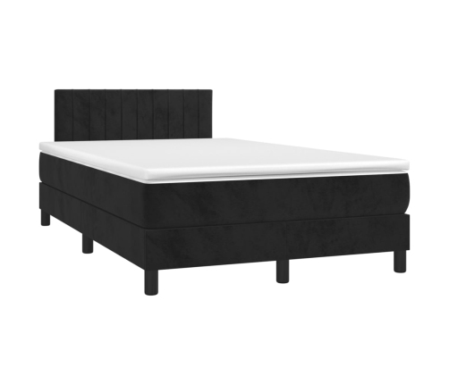 Cama box spring colchón y LED terciopelo negro 120x200 cm