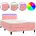 Cama box spring colchón y LED terciopelo rosa 120x200 cm