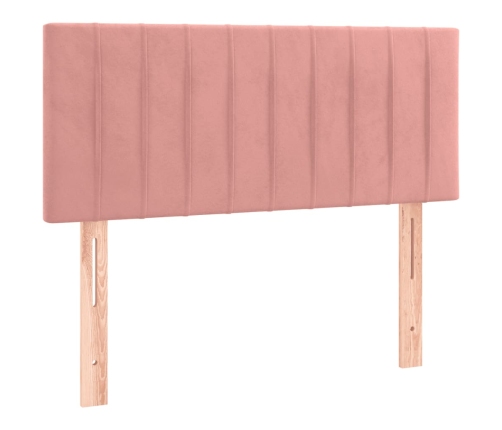 Cama box spring colchón y LED terciopelo rosa 120x200 cm