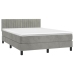 Cama box spring colchón y LED terciopelo gris claro 140x190 cm