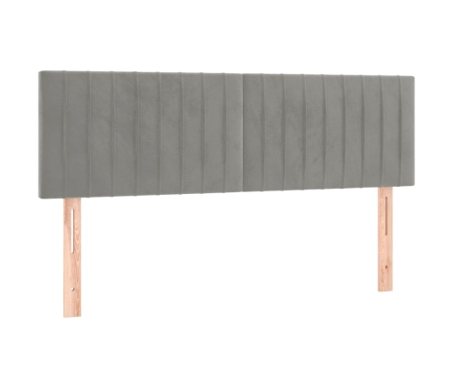 Cama box spring colchón y LED terciopelo gris claro 140x190 cm