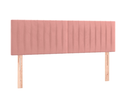Cama box spring colchón y LED terciopelo rosa 140x190 cm