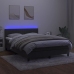 Cama box spring colchón y LED terciopelo gris oscuro 140x200 cm