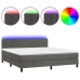 Cama box spring colchón y LED terciopelo gris oscuro 160x200 cm