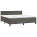 Cama box spring colchón y LED terciopelo gris oscuro 160x200 cm