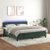 Cama box spring colchón y LED terciopelo verde oscuro 160x200cm