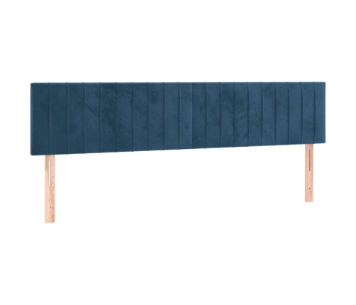 Cama box spring colchón y LED terciopelo azul oscuro 160x200 cm