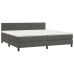 Cama box spring colchón y LED terciopelo gris oscuro 200x200 cm