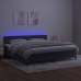 Cama box spring colchón y LED terciopelo gris oscuro 200x200 cm