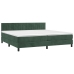 Cama box spring colchón y LED terciopelo verde oscuro 200x200cm