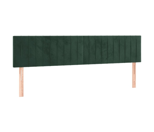 Cama box spring colchón y LED terciopelo verde oscuro 200x200cm