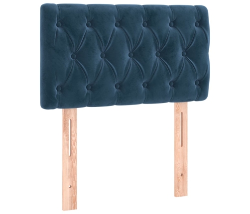 Cama box spring colchón y LED terciopelo azul oscuro 80x200 cm