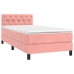 Cama box spring colchón y LED terciopelo rosa 80x200 cm