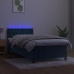 Cama box spring colchón y LED terciopelo azul oscuro 90x190 cm