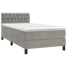 Cama box spring colchón y LED terciopelo gris claro 90x200 cm