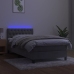 Cama box spring colchón y LED terciopelo gris claro 90x200 cm