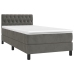 Cama box spring colchón y LED terciopelo gris oscuro 90x200 cm