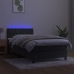 Cama box spring colchón y LED terciopelo gris oscuro 90x200 cm