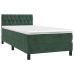 Cama box spring colchón y LED terciopelo verde oscuro 90x200 cm