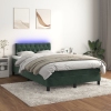 Cama box spring colchón y LED terciopelo verde oscuro 120x200cm