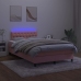 Cama box spring colchón y LED terciopelo rosa 120x200 cm