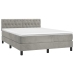 Cama box spring colchón y LED terciopelo gris claro 140x190 cm