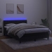 Cama box spring colchón y LED terciopelo negro 140x190 cm