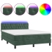 Cama box spring colchón y LED terciopelo verde oscuro 140x190cm