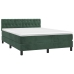 Cama box spring colchón y LED terciopelo verde oscuro 140x190cm