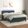 Cama box spring colchón y LED terciopelo verde oscuro 140x190cm