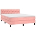 Cama box spring colchón y LED terciopelo rosa 140x190 cm