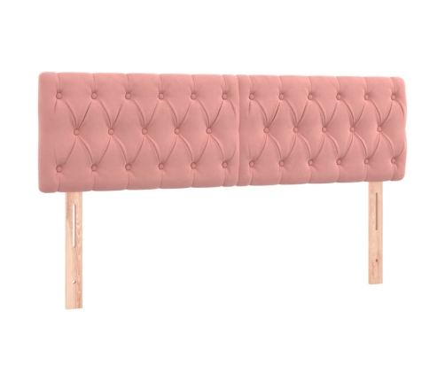 Cama box spring colchón y LED terciopelo rosa 140x190 cm