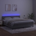 Cama box spring colchón y LED terciopelo gris claro 160x200 cm