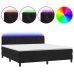 Cama box spring colchón y LED terciopelo negro 160x200 cm