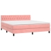 Cama box spring colchón y LED terciopelo rosa 160x200 cm