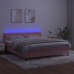 Cama box spring colchón y LED terciopelo rosa 160x200 cm