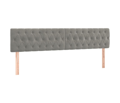 Cama box spring colchón y LED terciopelo gris claro 180x200 cm