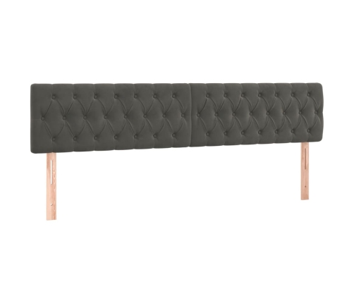 Cama box spring colchón y LED terciopelo gris oscuro 180x200 cm