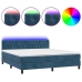 Cama box spring colchón y LED terciopelo azul oscuro 180x200 cm