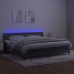 Cama box spring colchón y LED terciopelo gris oscuro 200x200 cm