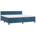 Cama box spring colchón y LED terciopelo azul oscuro 200x200 cm