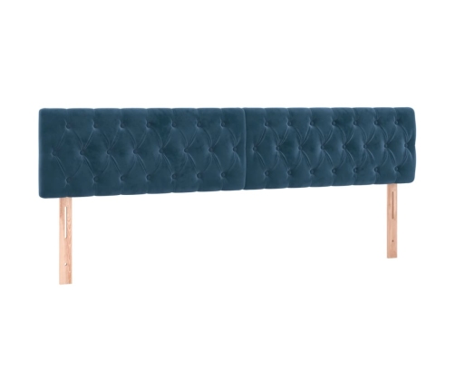 Cama box spring colchón y LED terciopelo azul oscuro 200x200 cm