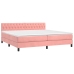 Cama box spring colchón y LED terciopelo rosa 200x200 cm