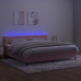 Cama box spring colchón y LED terciopelo rosa 200x200 cm