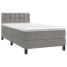 Cama box spring colchón y LED terciopelo gris claro 80x200 cm