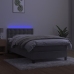 Cama box spring colchón y LED terciopelo gris claro 80x200 cm