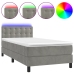 Cama box spring colchón y LED terciopelo gris claro 90x190 cm