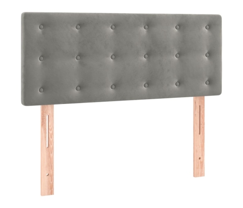 Cama box spring colchón y LED terciopelo gris claro 90x190 cm