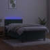 Cama box spring colchón y LED terciopelo verde oscuro 90x190 cm