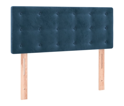 Cama box spring colchón y LED terciopelo azul oscuro 90x190 cm